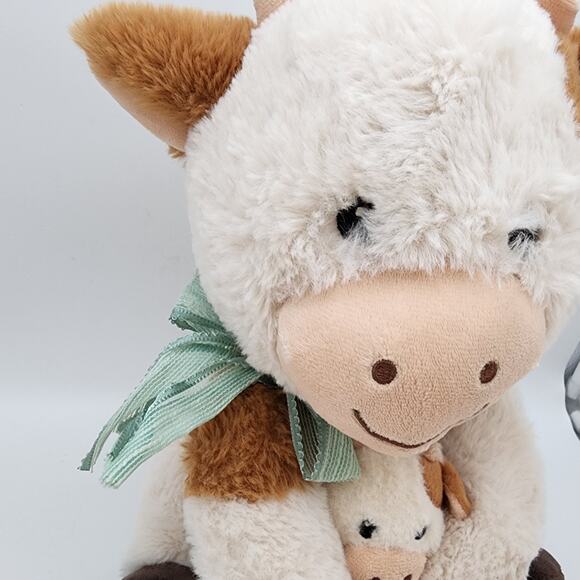 Way to Celebrate Mom and Me Cow Plush 14" Green Bow Stuffed Toy Walmart 334666 - Picture 2 of 10